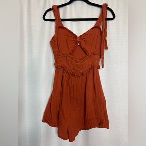 Frille Rose Rust Cutout Gauze Jumper M